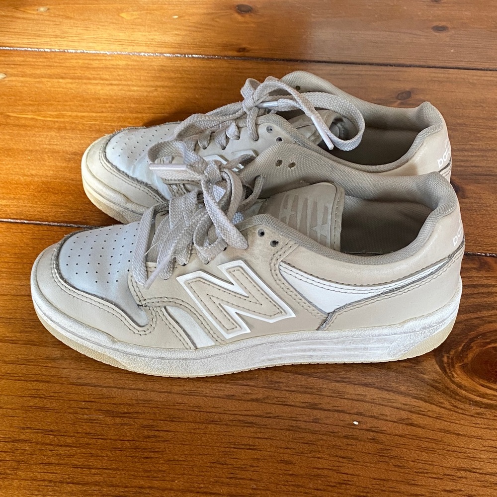 New Balance white and tan Sneakers